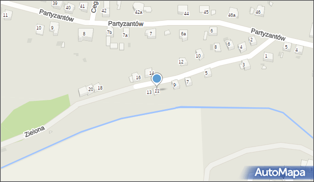 Gryfów Śląski, Zielona, 11, mapa Gryfów Śląski