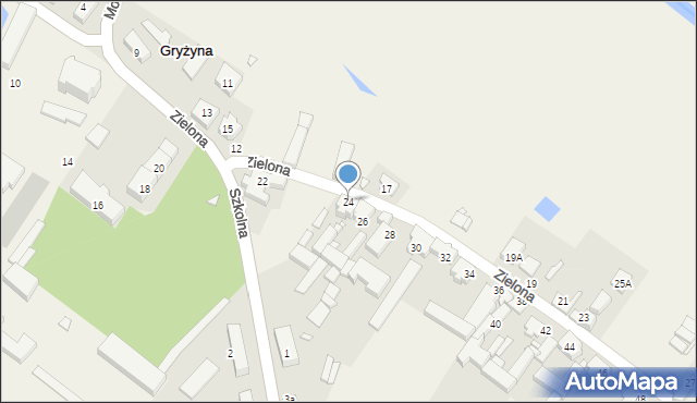 Gryżyna, Zielona, 24, mapa Gryżyna