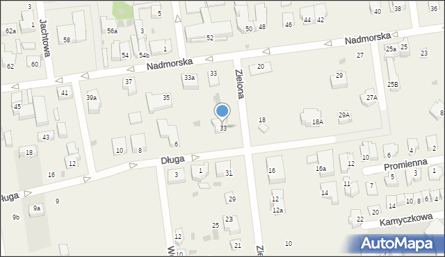 Grzybowo, Zielona, 33, mapa Grzybowo