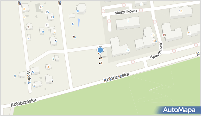 Grzybowo, Zielona, 4b, mapa Grzybowo