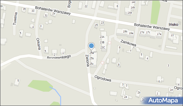 Ińsko, Zielona, 25a, mapa Ińsko