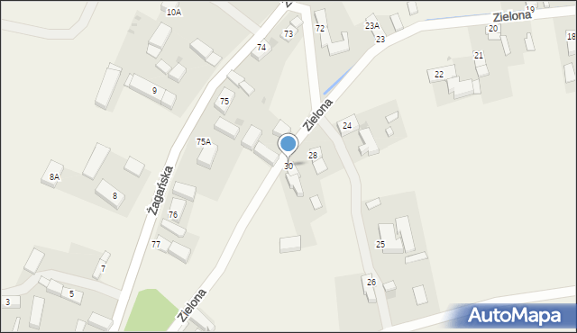 Jabłonów, Zielona, 30, mapa Jabłonów