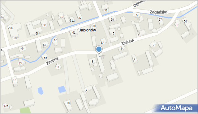Jabłonów, Zielona, 7, mapa Jabłonów