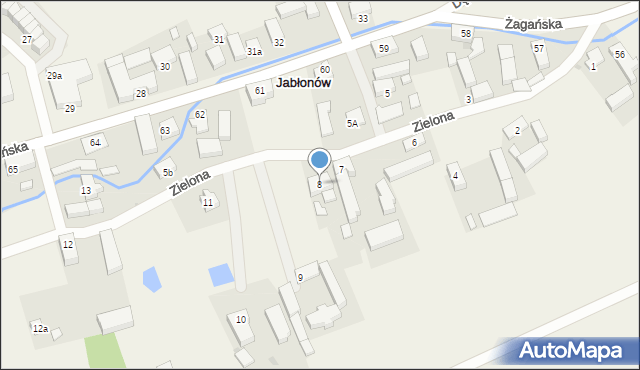 Jabłonów, Zielona, 8, mapa Jabłonów