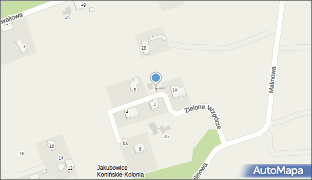 Jakubowice Konińskie-Kolonia, Zielone Wzgórze, 3, mapa Jakubowice Konińskie-Kolonia