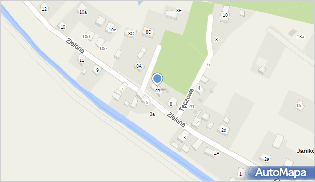 Janików, Zielona, 8B, mapa Janików