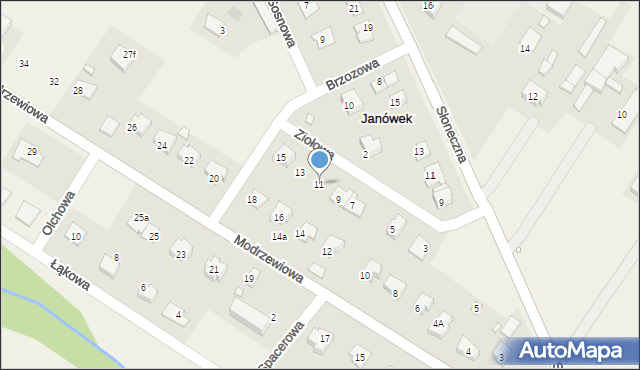 Janówek, Ziołowa, 11, mapa Janówek