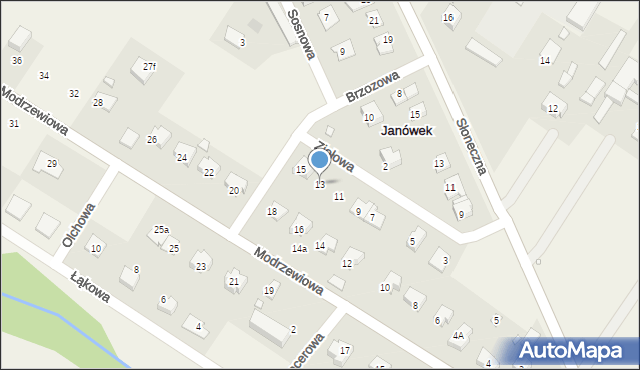 Janówek, Ziołowa, 13, mapa Janówek