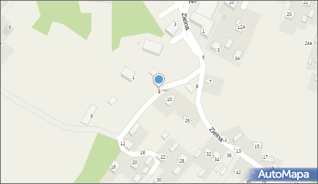 Jasień, Zielna, 4, mapa Jasień
