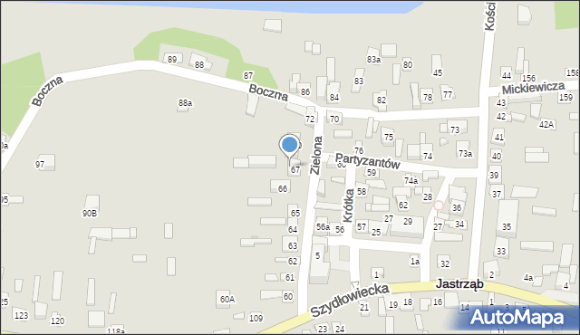 Jastrząb, Zielona, 68, mapa Jastrząb