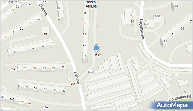 Jastrzębie-Zdrój, Zielona, 43A, mapa Jastrzębie-Zdrój