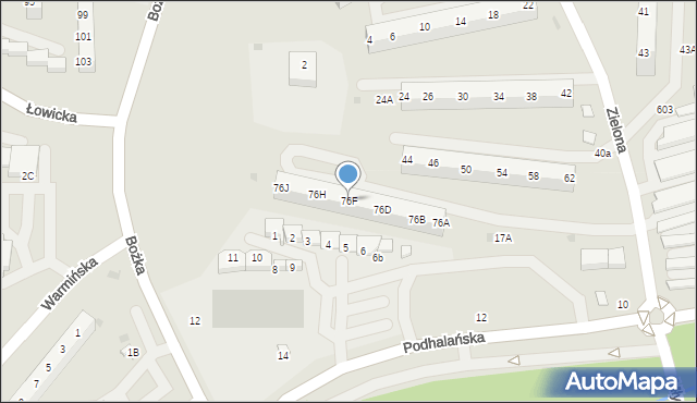 Jastrzębie-Zdrój, Zielona, 76F, mapa Jastrzębie-Zdrój
