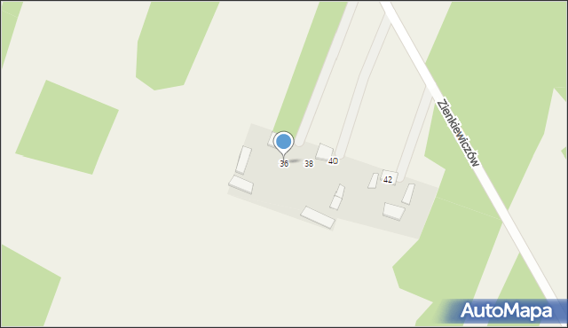 Jaźwie, Zienkiewiczów, 36, mapa Jaźwie