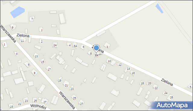 Jednorożec, Zielona, 8A, mapa Jednorożec