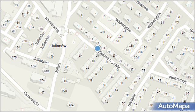 Józefosław, Zielone Ogrody, 14, mapa Józefosław