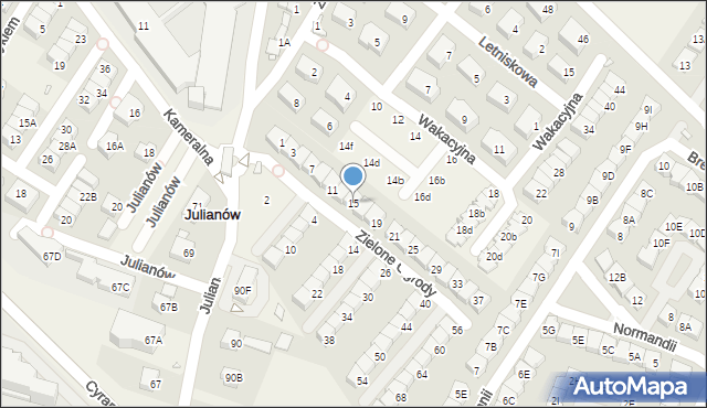 Józefosław, Zielone Ogrody, 15, mapa Józefosław