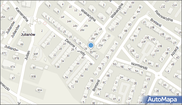 Józefosław, Zielone Ogrody, 33, mapa Józefosław