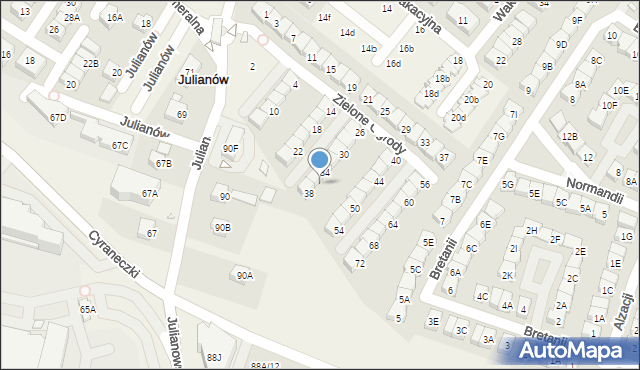 Józefosław, Zielone Ogrody, 36, mapa Józefosław