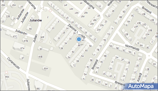 Józefosław, Zielone Ogrody, 44, mapa Józefosław