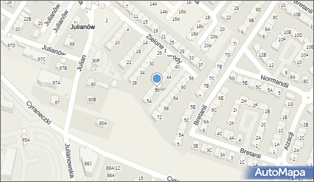 Józefosław, Zielone Ogrody, 50, mapa Józefosław