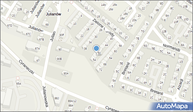 Józefosław, Zielone Ogrody, 52, mapa Józefosław