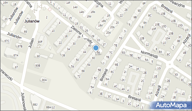 Józefosław, Zielone Ogrody, 58, mapa Józefosław