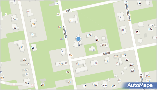 Józefów, Ziarnista, 11, mapa Józefów