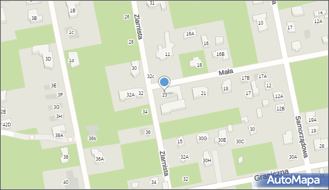 Józefów, Ziarnista, 13, mapa Józefów