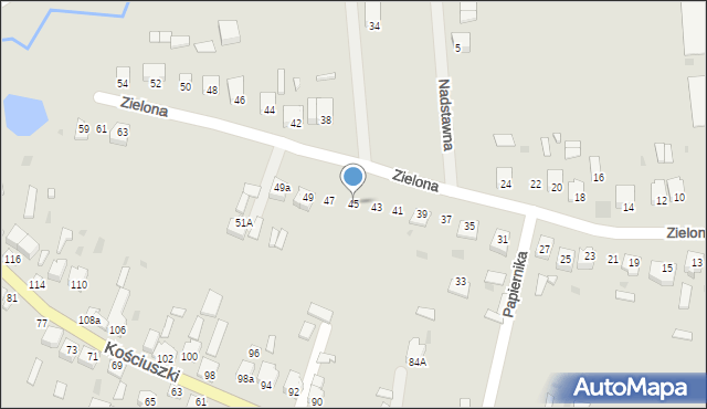 Józefów, Zielona, 45, mapa Józefów