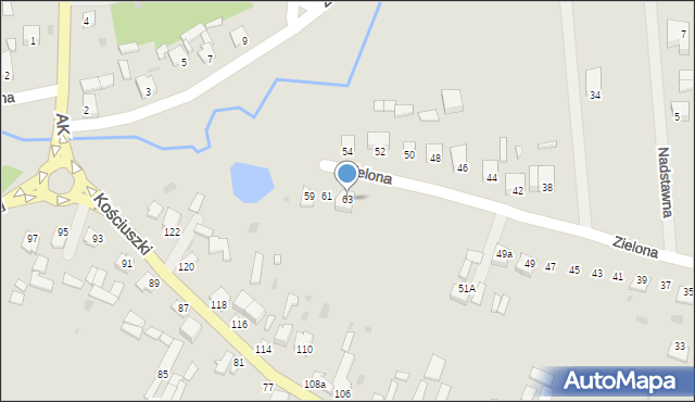 Józefów, Zielona, 63, mapa Józefów