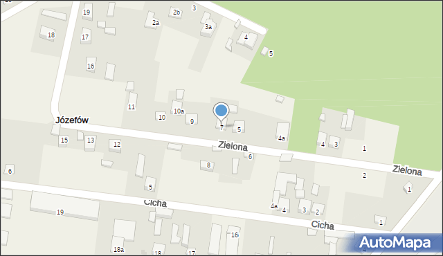 Józefów, Zielona, 7, mapa Józefów