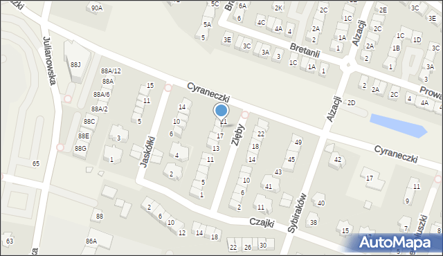 Julianów, Zięby, 19, mapa Julianów