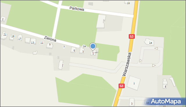 Kadzidło, Zielona, 1, mapa Kadzidło