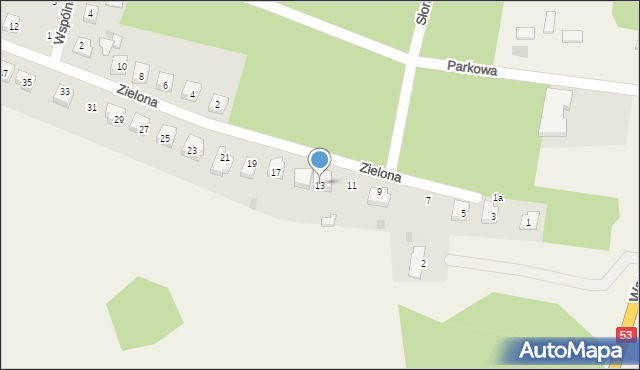 Kadzidło, Zielona, 13, mapa Kadzidło
