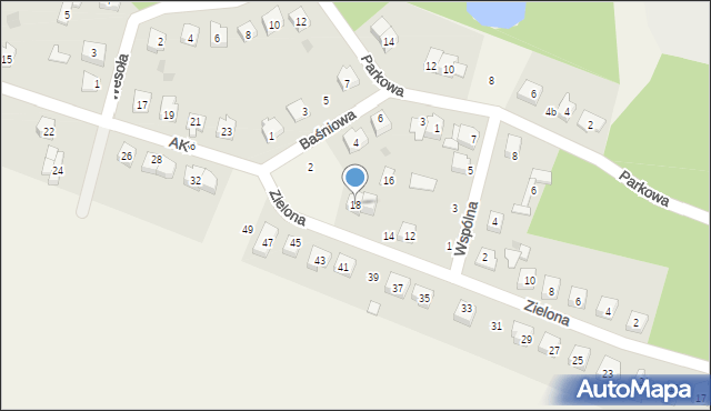 Kadzidło, Zielona, 18, mapa Kadzidło