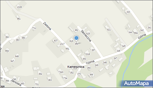 Kamesznica, Zielona, 353, mapa Kamesznica