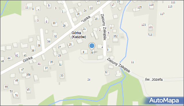 Kaszów, Zielony Zakątek, 6, mapa Kaszów