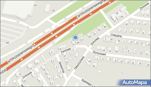 Katowice, Zimowa, 9, mapa Katowic