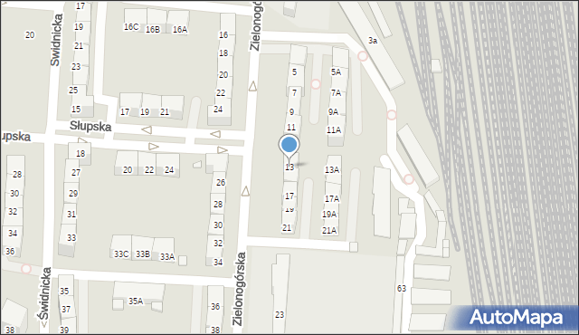 Katowice, Zielonogórska, 13, mapa Katowic