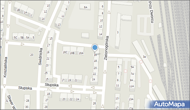 Katowice, Zielonogórska, 16, mapa Katowic