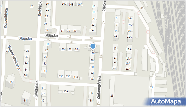 Katowice, Zielonogórska, 26, mapa Katowic