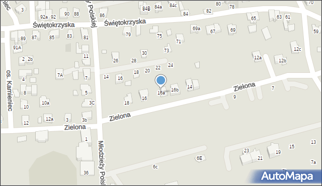 Kęty, Zielona, 16a, mapa Kęty