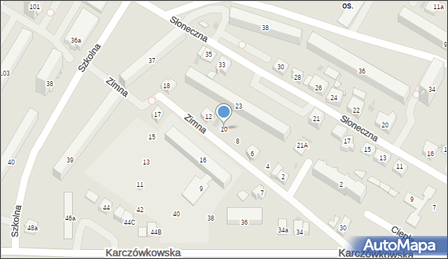 Kielce, Zimna, 10, mapa Kielc