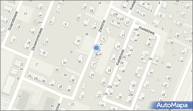 Kiełczów, Zielona, 15, mapa Kiełczów