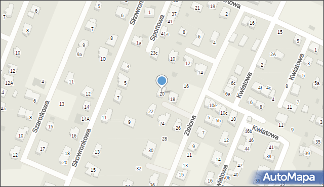 Kiełczów, Zielona, 20, mapa Kiełczów