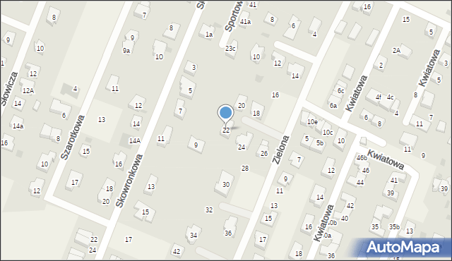 Kiełczów, Zielona, 22, mapa Kiełczów