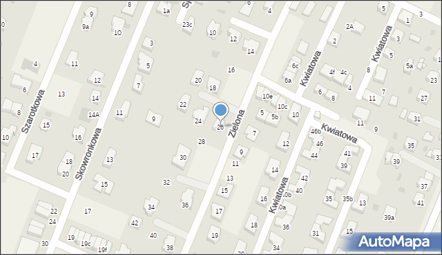 Kiełczów, Zielona, 26, mapa Kiełczów