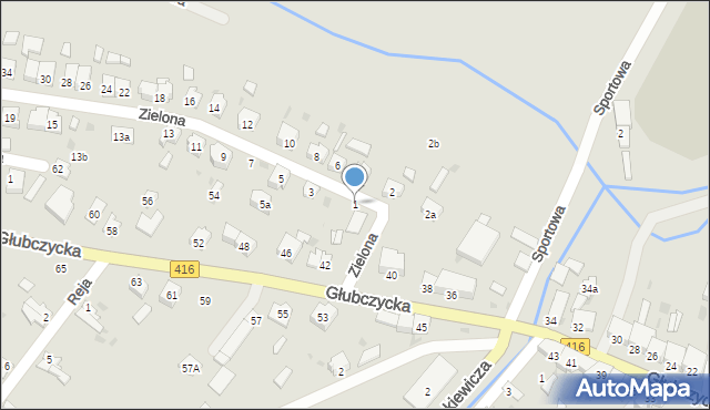 Kietrz, Zielona, 1, mapa Kietrz