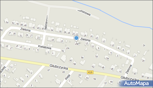 Kietrz, Zielona, 13a, mapa Kietrz