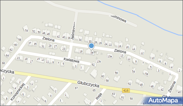 Kietrz, Zielona, 15, mapa Kietrz